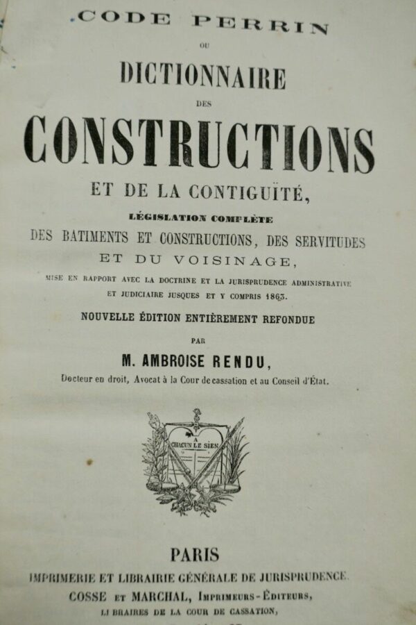 Rendu Code Perrin, ou Dictionnaire des constructions et de la contiguïté. 1864 – Image 3