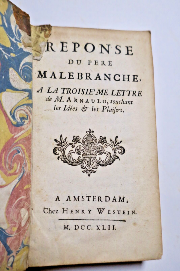 Réponse du Pere Malebranche, à la Troisième Lettre de M. Arnauld 1742 – Image 3