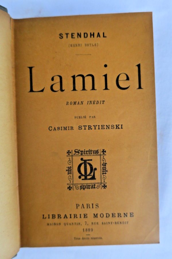 STENDHAL LAMIEL. ROMAN INEDIT EO 1889 – Image 5