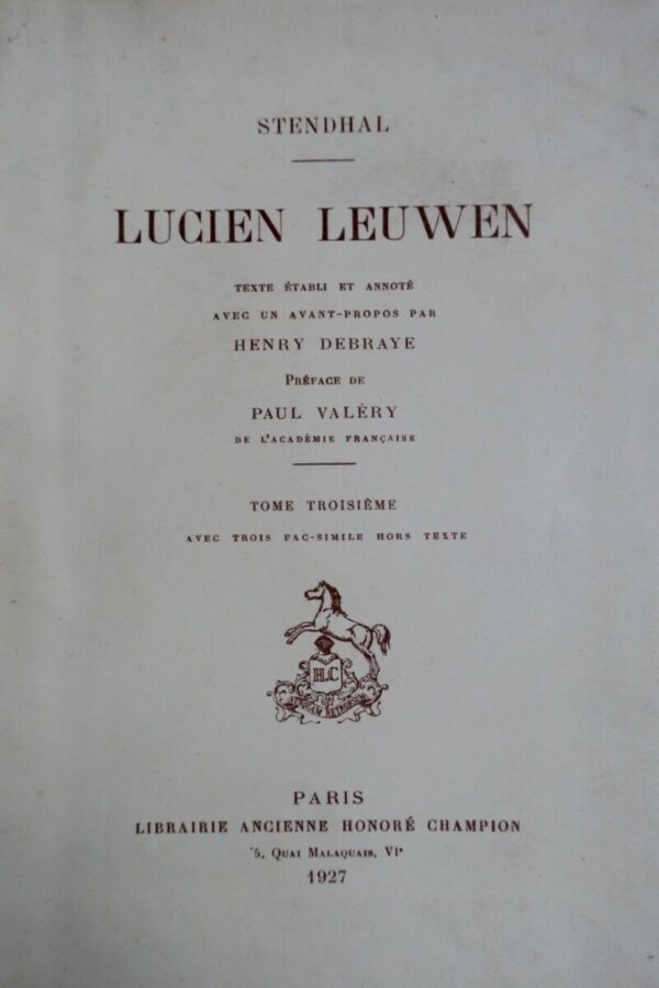 STENDHAL Lucien Leuwen 1927 – Image 3