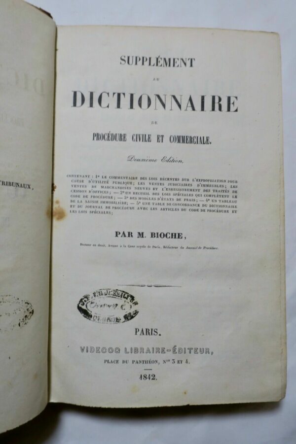 SUPPLEMENT AU DICTIONNAIRE DE PROCEDURE CIVILE COMMERCIALE 1842 – Image 3