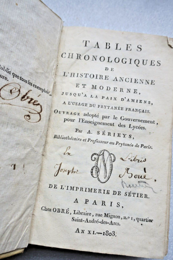 Tables Chronologiques de l'Histoire Ancienne et Moderne Prytanée 1803 – Image 4