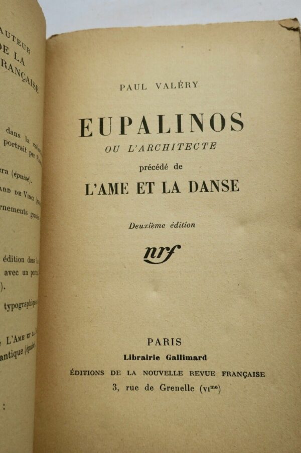 VALERY (Paul). Eupalinos ou l'architecte précédé de L'Ame de la danse 1924 – Image 3