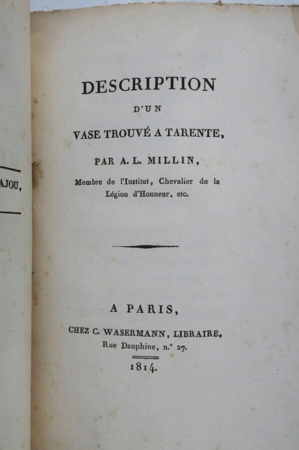 description d'un vase trouvé à Tarente 1814 – Image 5