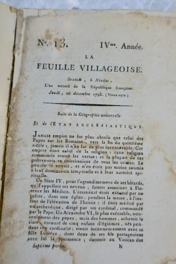 révolution La Feuille Villageoise 1793