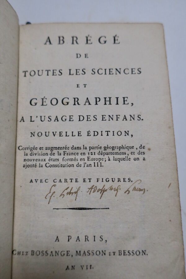 Abrégé de Toutes les Sciences et Géographie à l'usage des enfans 1800 – Image 5