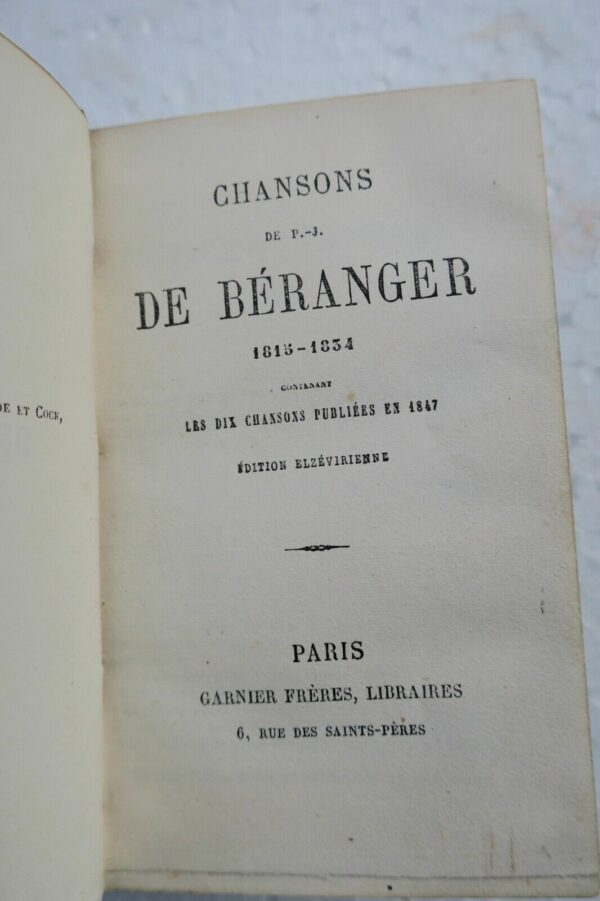 BERANGER CHANSONS DE P.-J. DE BERANGER 1815-1834 75 x 112 mm. – Image 4