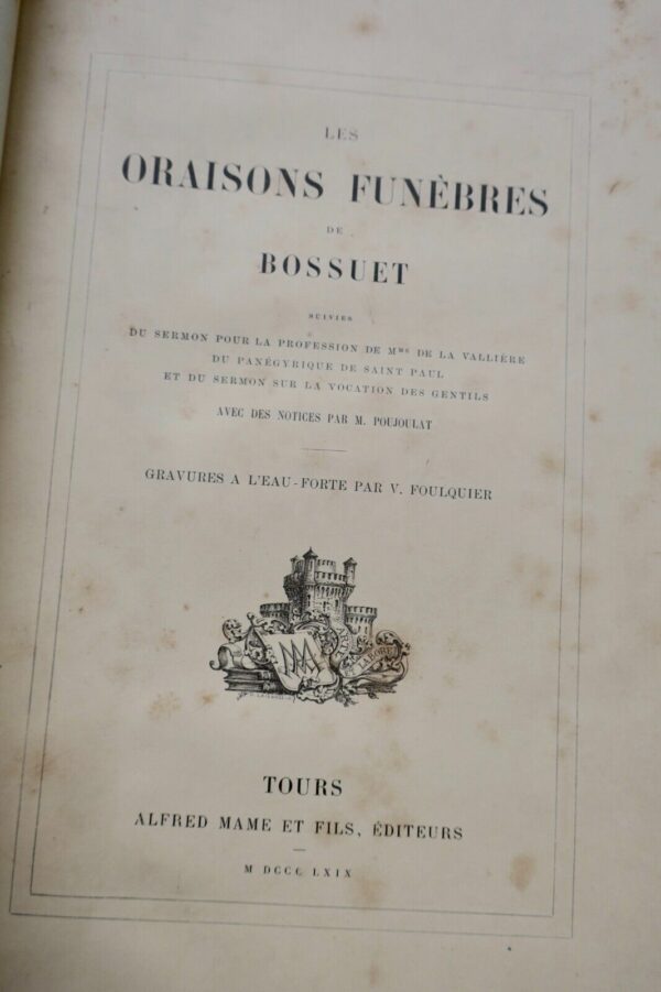 Bossuet, (Jacques Bénigne). Les Oraisons funèbres 1874 – Image 3