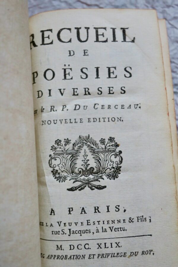 DU CERCEAU Recueil de poësies diverses 1749 – Image 10