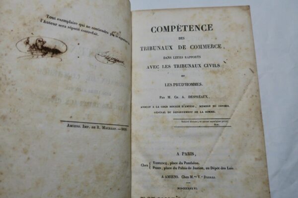 Droit Despréaux Compétence des tribunaux de commerce, dans leurs rapports 1836 – Image 3