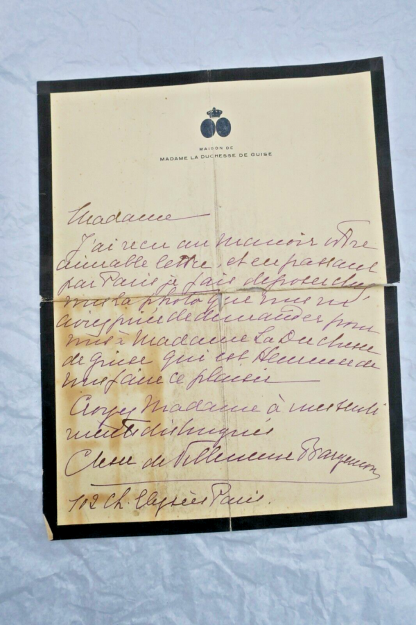 Duchesse de Guise lettre autographe + Essai de Diplomatie sur Le Brabant – Image 12