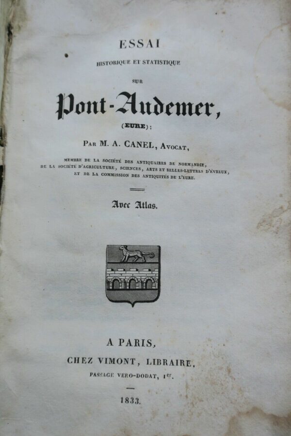 Essai historique, archéologique et statistique sur l'ar. de PONT-AUDEMER 1833 – Image 3