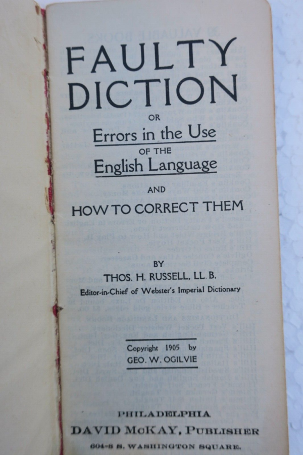 Faulty Diction or Errors in the use of the English Language 1905 – Image 4