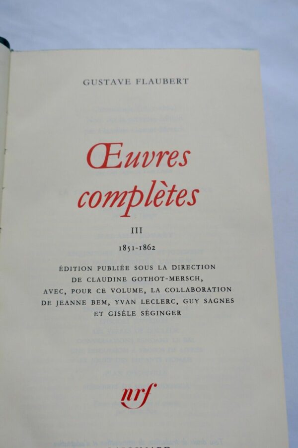 Flaubert Oeuvres Completes Vol 3 1851-1862 – Image 3