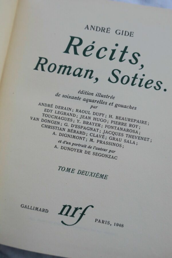 GIDE (André) Récits, Romans, Soties. Edition illustrée – Image 8