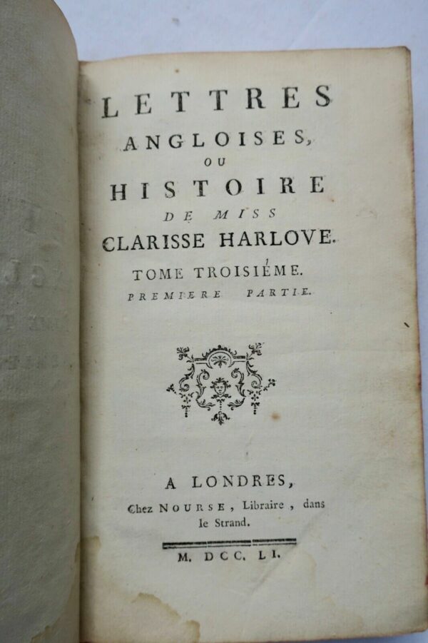 HARLOVE Lettres Angloises ou Histoire de Miss Harlove 1751 – Image 3