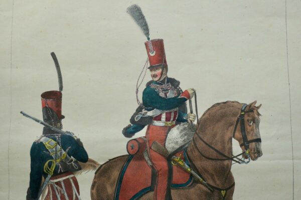 Hussard uniforme du 6e régiment de Huss  39x55,5 cm lithographie Ch. Aubry Mo.. – Image 3