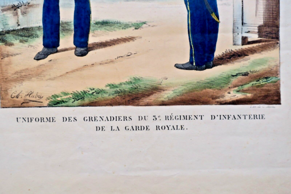 Infanterie garde royale uniforme 39x55,5 cm lithographie. C. Motte, CH. Aubry – Image 4