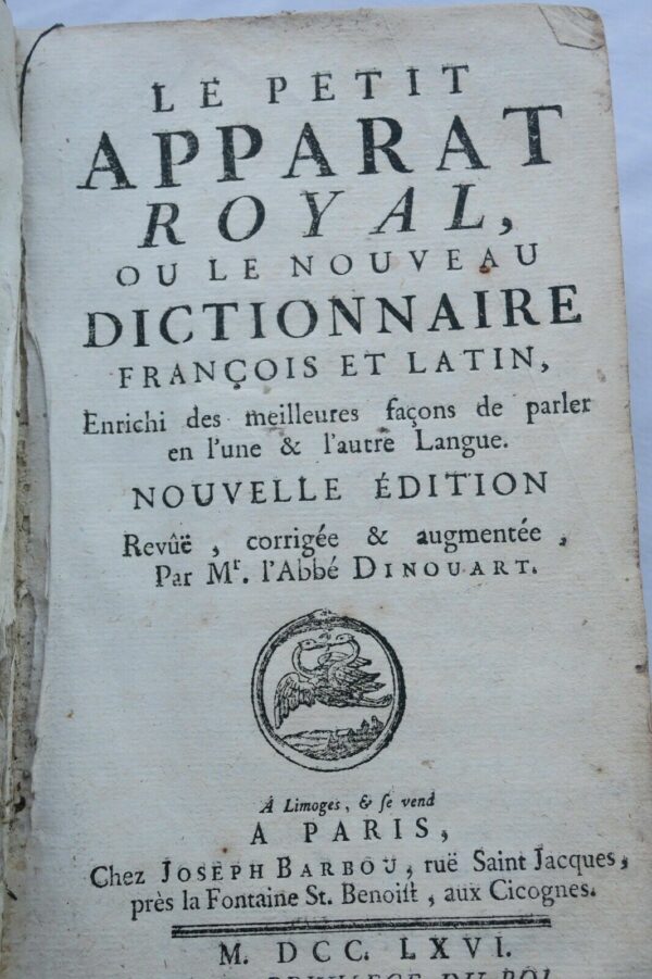 Le Petit Apparat Royal, ou Dictionnaire françois et latin 1766 dic-géographie – Image 3