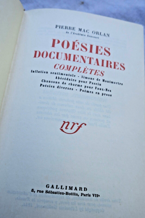 MAC ORLAN (Pierre). Poésies documentaires complètes. Inflation sentimentale – Image 8