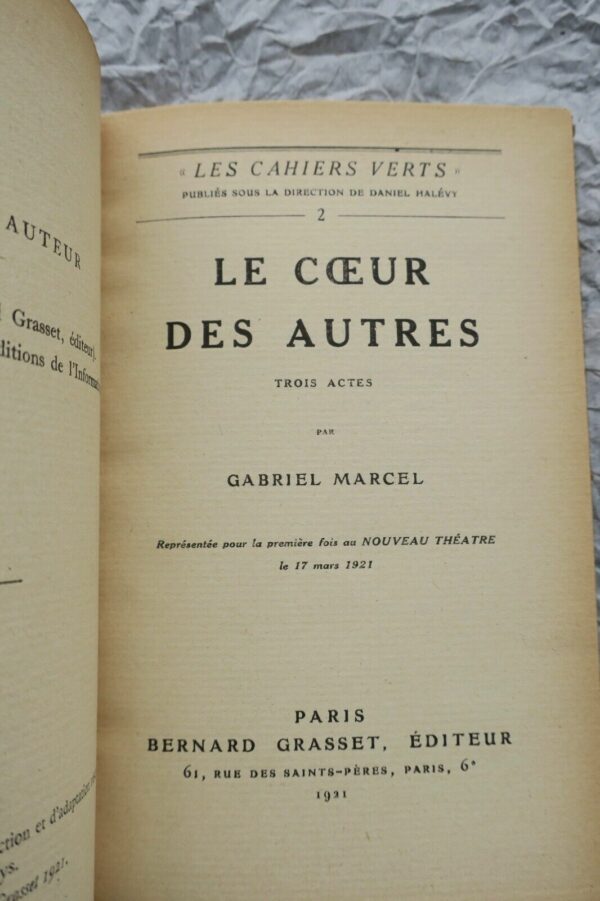 MARCEL, Gabriel Le Coeur des autres. Trois actes – Image 8