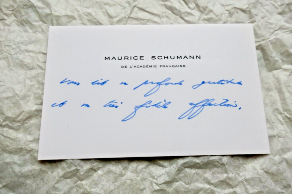 MAURICE SCHUMANN carte autographe manuscrite signée