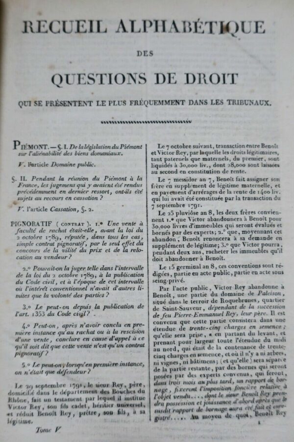 MERLIN M. Recueil Alphabétique des Questions de Droit 1820 – Image 4