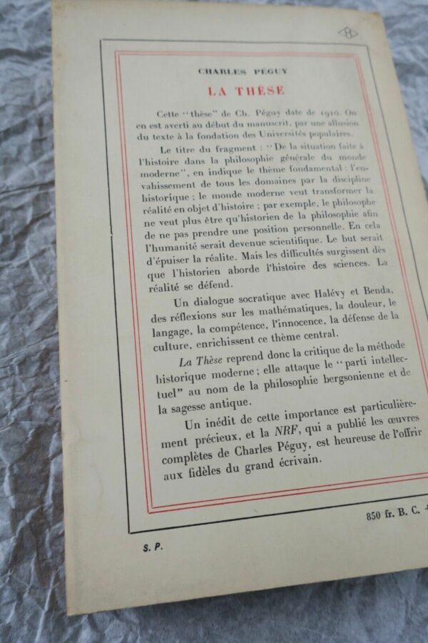 PÉGUY (Charles). La Thèse. Paris, Gallimard, 1955 S.P. – Image 5