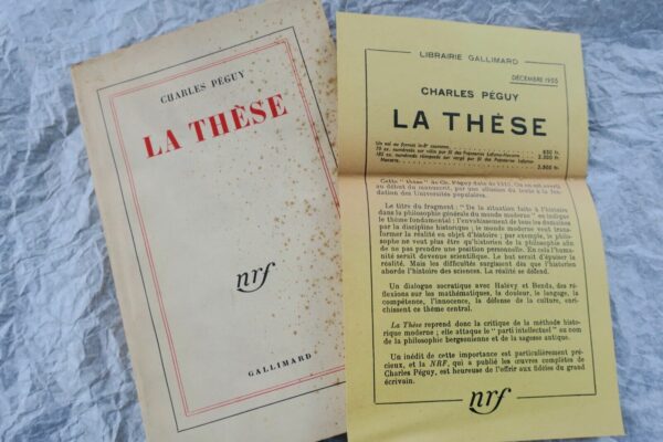 PÉGUY (Charles). La Thèse. Paris, Gallimard, 1955 S.P.