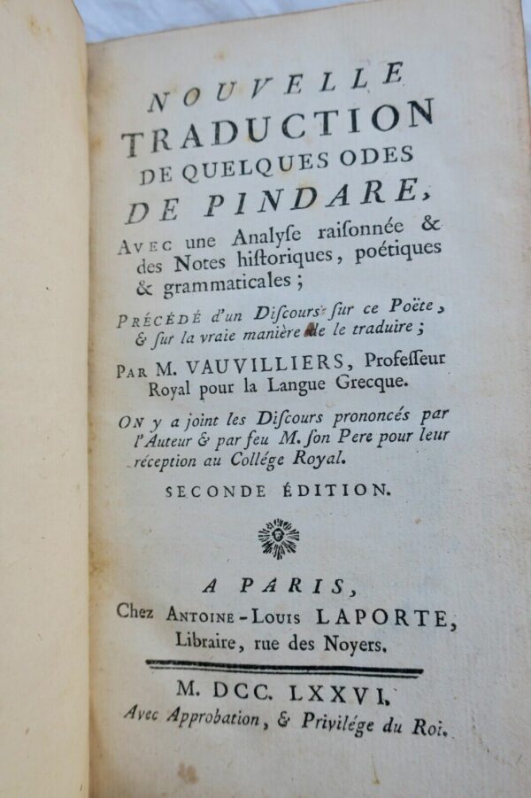 PINDARE  Nouvelle traduction des quelques odes de Pindare 1776 – Image 9