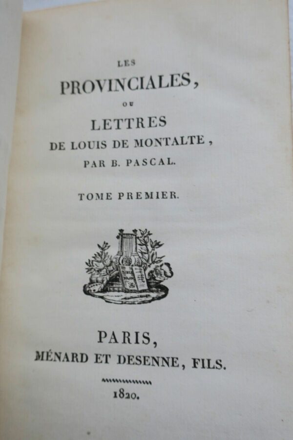 Pascal B. Les provinciales, ou lettres de Louis de Montalte 1820 – Image 9