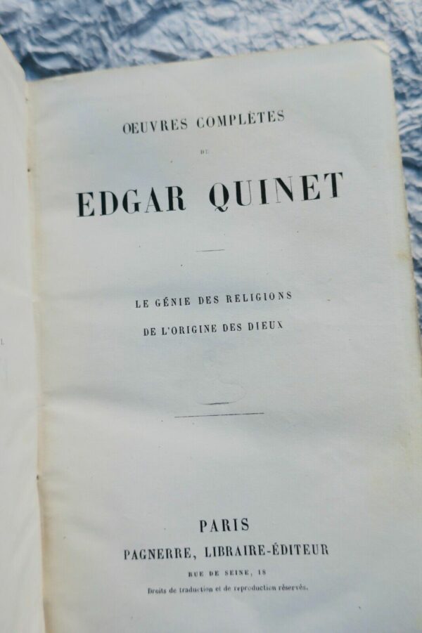 QUINET EDGAR OEUVRES COMPLETES Le génie des religions; de l'origine des dieux – Image 8