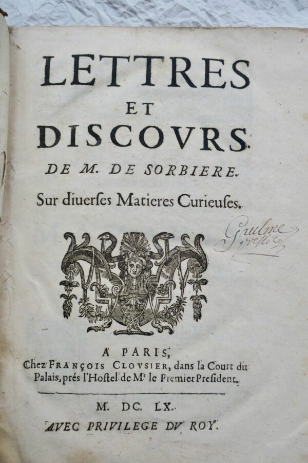 SORBIÈRE Lettres et discours sur diverses matières curieuse 1660 – Image 4