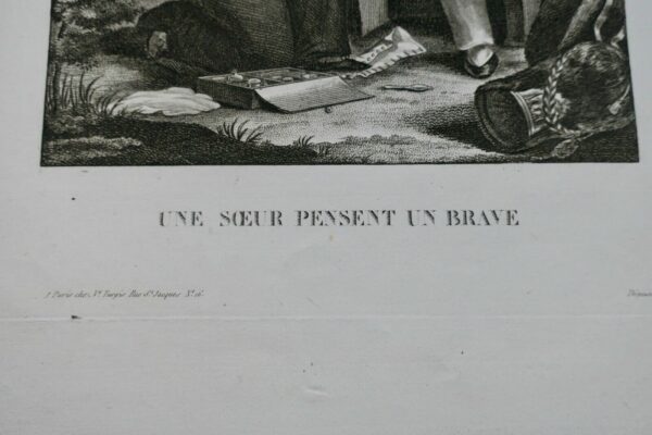 Soldat gravure 29 x 42 cm un soeur pensent un brave – Image 4