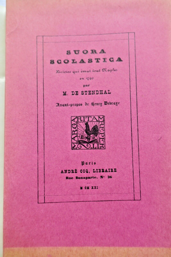 Stendhal. Suora Scolastica. Histoire qui émut tout Naples en 1740