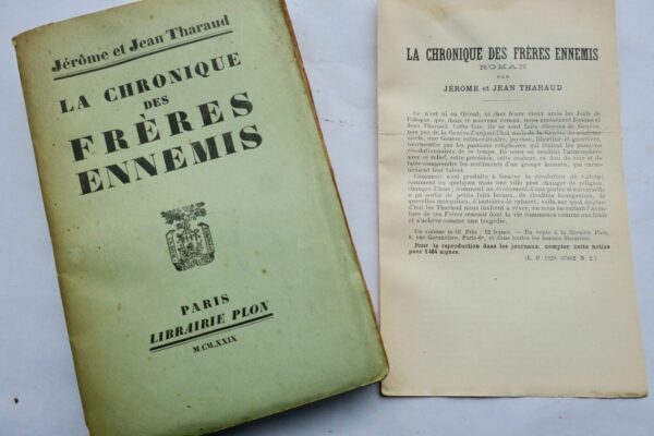 THARAUD  LA CHRONIQUE DES FRERES ENNEMIS + dédicace