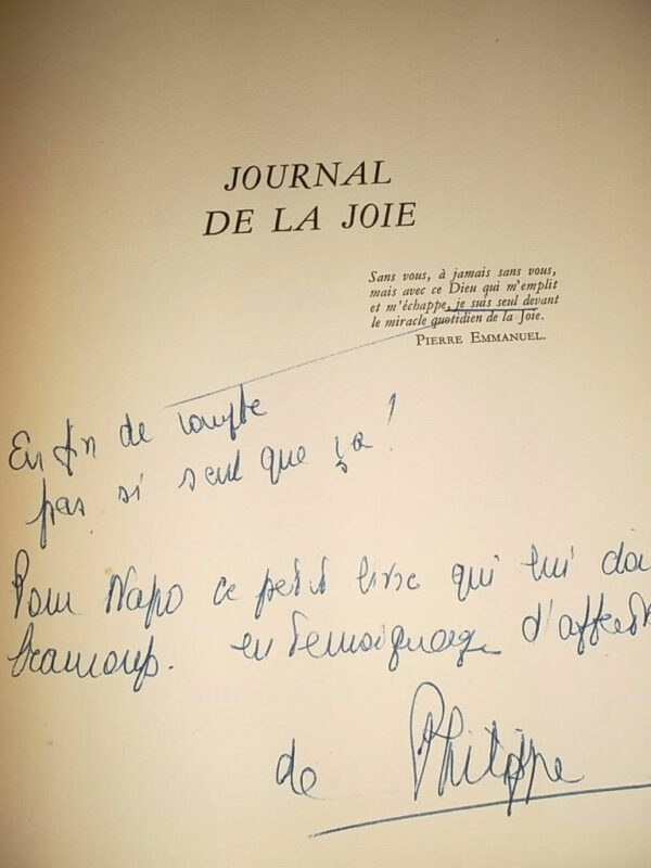 VENDEUVRE Philippe de Journal de la joie. + envoi de l'auteur