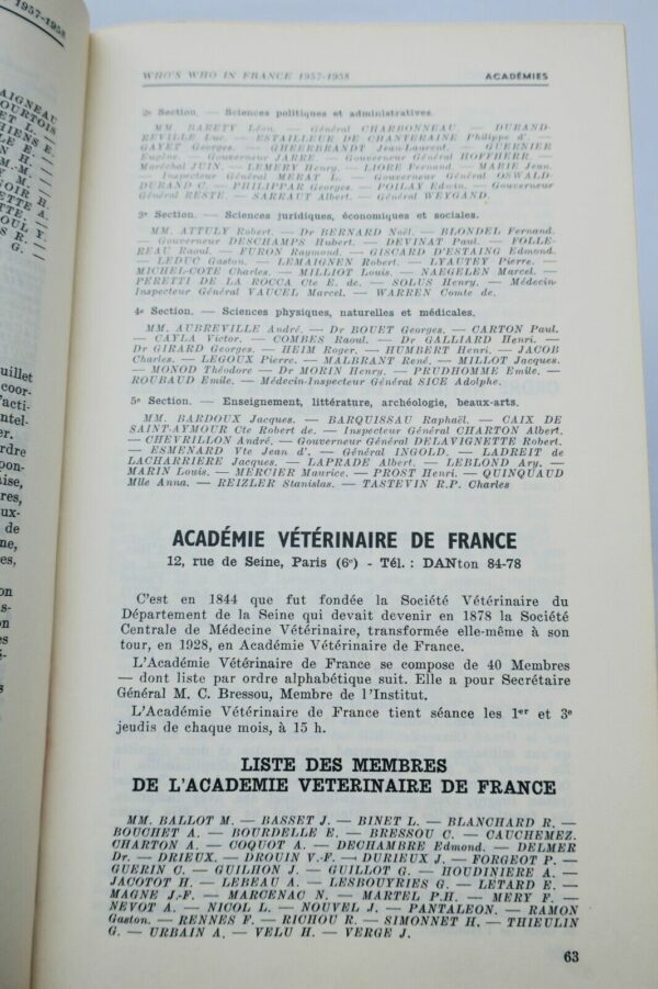 Who`s Who in France (3e édition). Dictionnaire biographique  1957-58 – Image 8