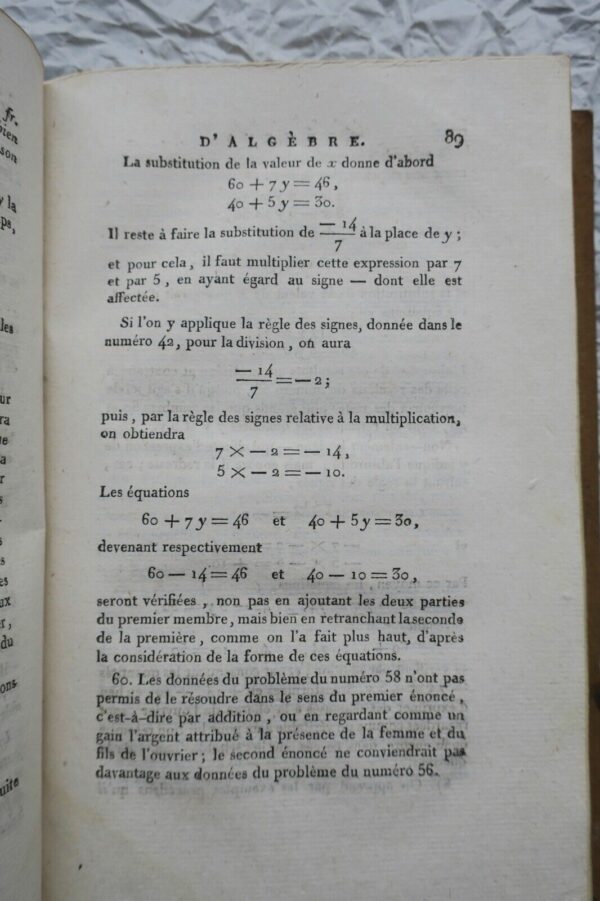 algèbre Elémens d'algèbre, à l'usage de l'école centrale des quatre nations 1812 – Image 5
