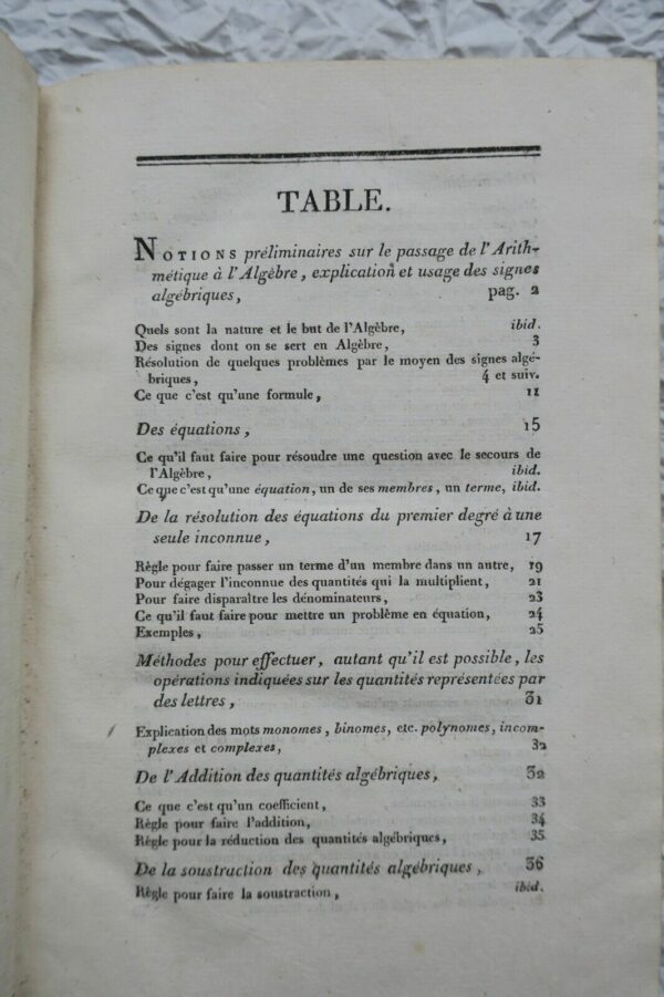 algèbre Elémens d'algèbre, à l'usage de l'école centrale des quatre nations 1812 – Image 7