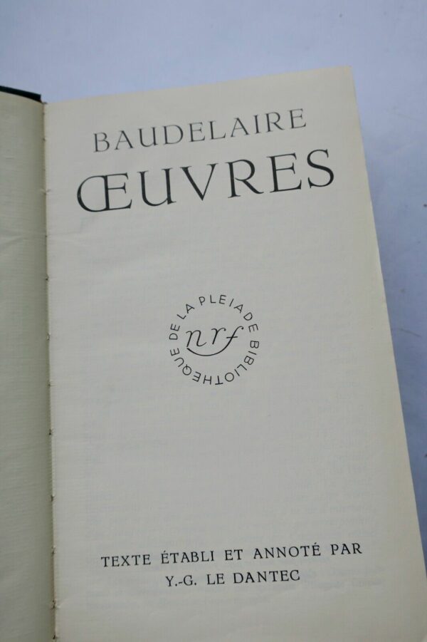 BAUDELAIRE OEUVRES COMPLETES / BIBLIOTHEQUE DE LA PLEIADE 1954 – Image 3