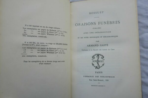 BOSSUET, Oraisons funèbres 1883 – Image 3