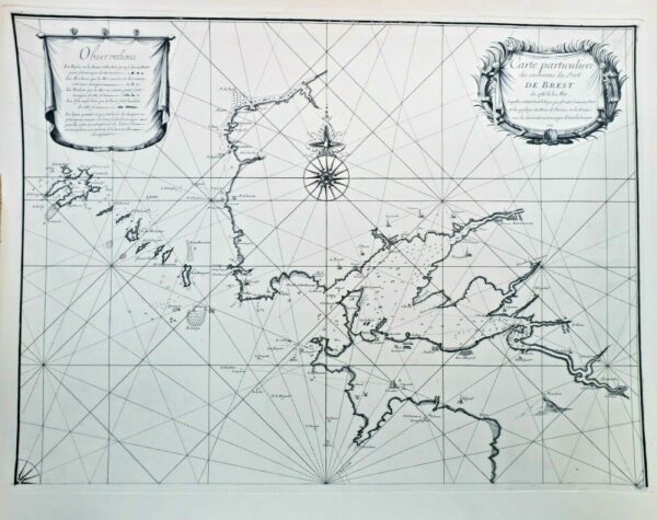 Brest Carte 62,5 x 90 cm carte particulière des environs du port de Brest 1669