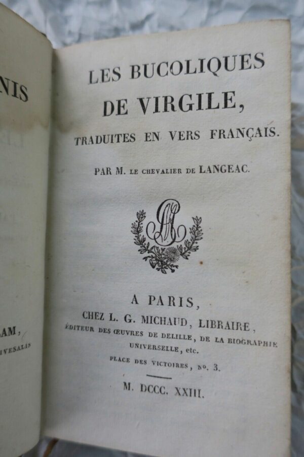 Bucoliques de Virgile. Traduits en vers francais 1823 – Image 4