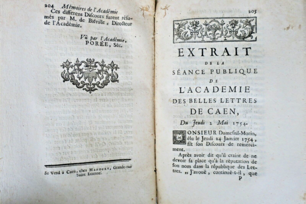 CAEN MEMOIRES DE L'ACADEMIE DES BELLES LETTRES DE CAEN 1754 – Image 7