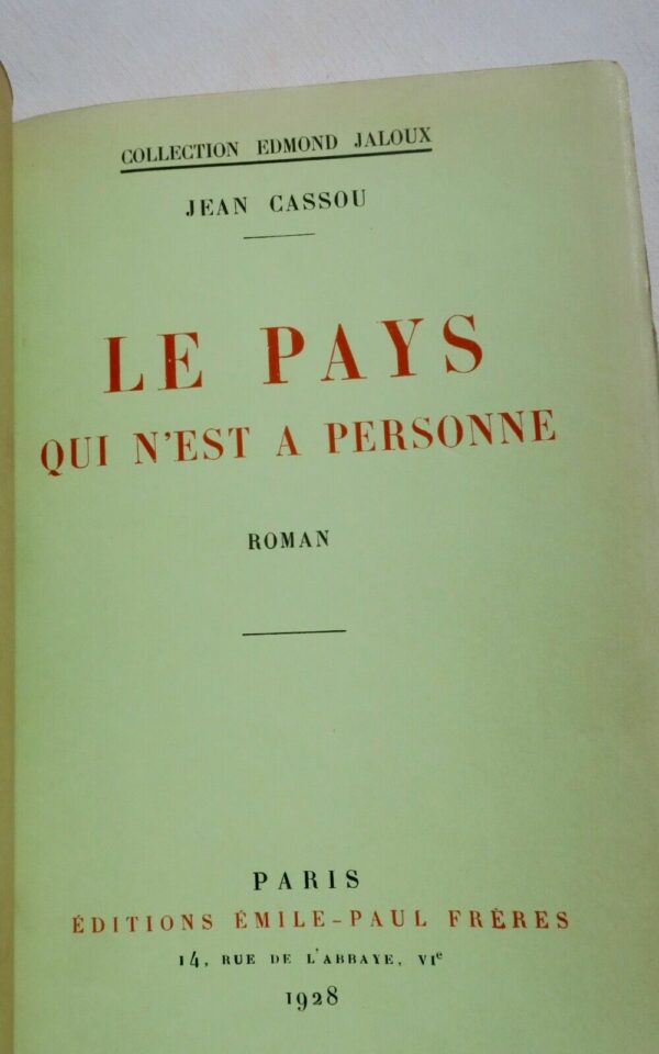 CASSOU  Le pays qui n'est à personne EO sur Alfa