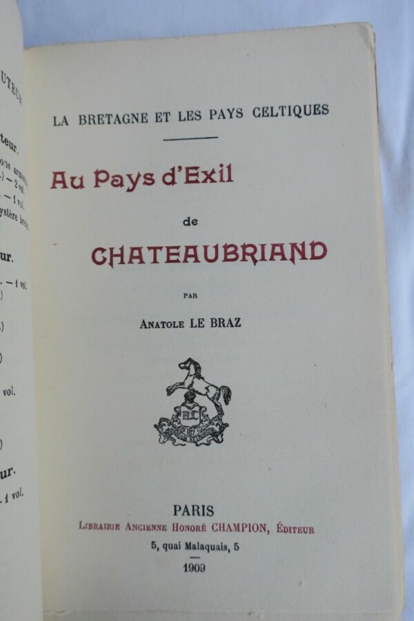 Chateaubriand AU PAYS D'EXIL DE CHATEAUBRIAND 1909 – Image 5