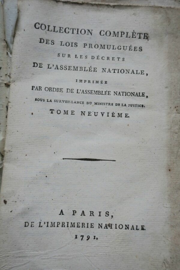 Collection.. des lois promulguées sur les décrets de l'assemblée nationale 1791