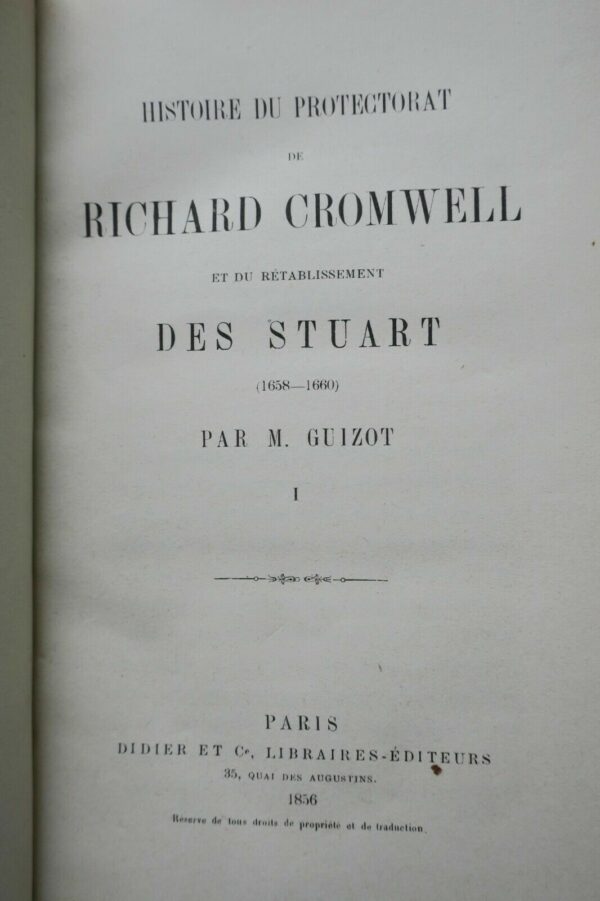 Cromwell Histoire du protectorat de Richard CROMWELL et du rétablissement 1856 – Image 3