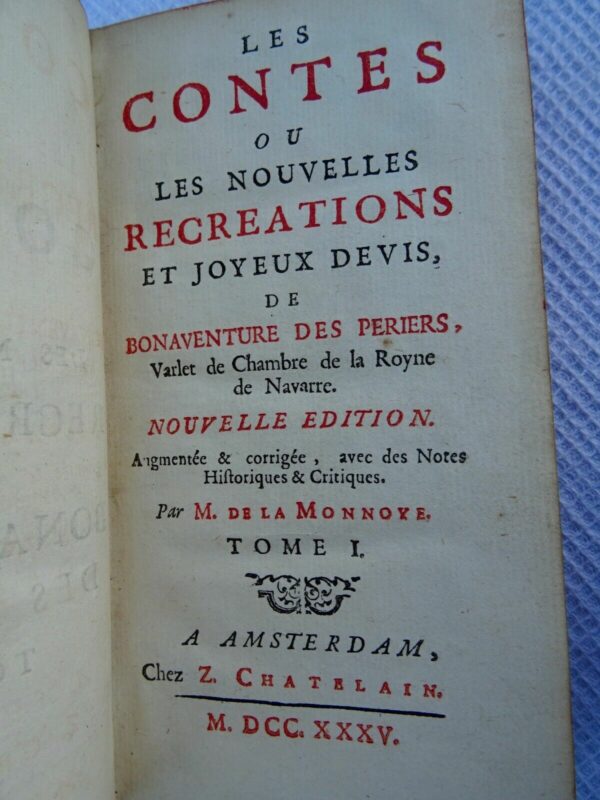 DES PERIERS BONAVENTURE Les Contes ou nouvelles Recreations et Joyeux Devis 1735 – Image 3